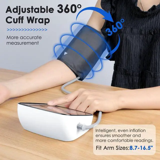Alt view image 5 of 7 - Blood Pressure Monitor,Upper Arm Blood Pressure Monitors for Home Use,FSA&HSA Eligible Digital Blood Pressure Machine,Adjustable 8.7"-17" Blood Pressure Cuff Backlight LCD 2 * 90 Memory