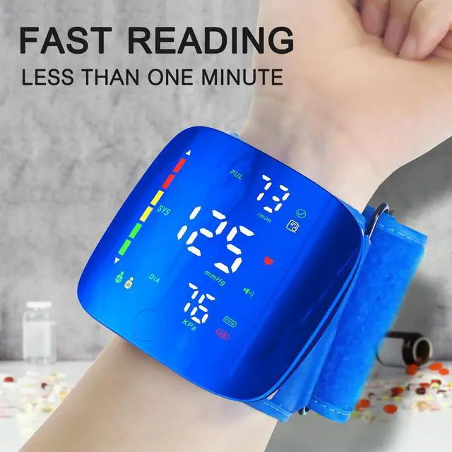Alt view image 3 of 6 - Wrist Blood Pressure Monitor, Rechargeable Blood Pressure Cuff with Large LED Screen - 2 * 99 Sets of Memory, One-Button Turn On/Off Voice & Switch User