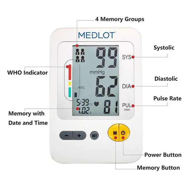 Alt view image 2 of 7 - Blood Pressure Monitor Upper Arm Large Cuff 8.6-16.5, Accurate Digital BP Gauge Machine, Dual Power Home Heartbeat Meter, 4 User, 120 Readings Memory, Large LCD Display