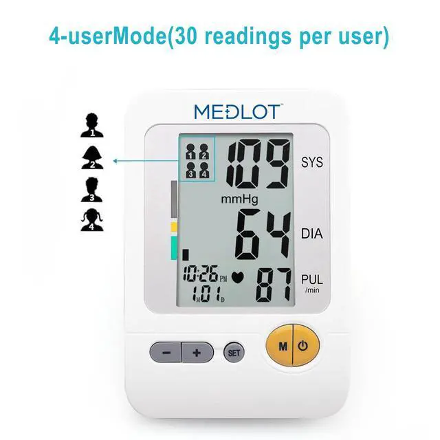 Alt view image 3 of 7 - Blood Pressure Monitor Upper Arm Large Cuff 8.6-16.5, Accurate Digital BP Gauge Machine, Dual Power Home Heartbeat Meter, 4 User, 120 Readings Memory, Large LCD Display
