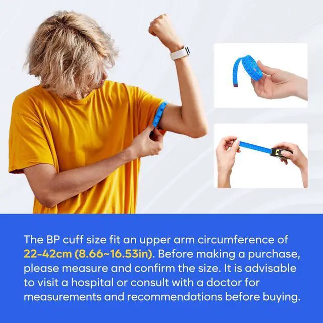 Alt view image 7 of 7 - Blood Pressure Monitor for Home Use: Upper Arm Large Cuff BP Machine - Automatic Tensiometer with 3-Color Backlit Hypertension Display and 2 Users, Supports Free MyHeartPal App Scan, EBP-095