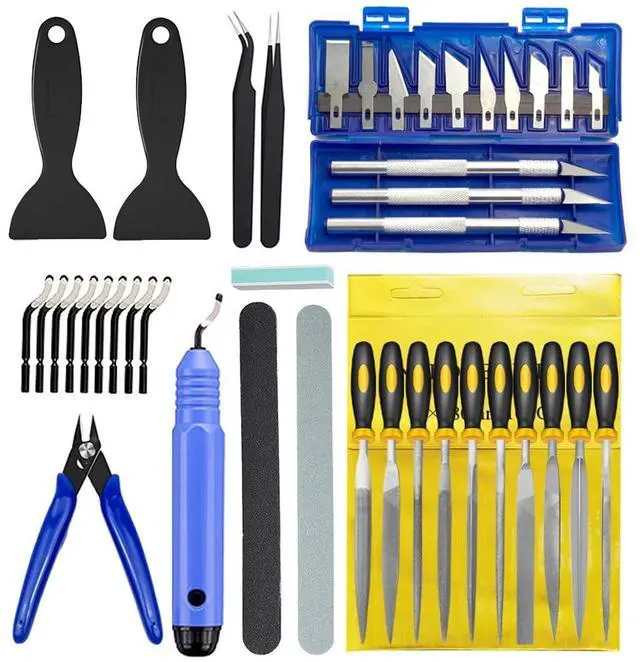 Main image of 42PCS 3D Printer Tools Kit, 3D Printer Accessories with Deburring Tool, Diamond Files, Pliers, Carving Knife Set and Scraper for 3D Print Removal, Smoothing, Finishing, Model Building