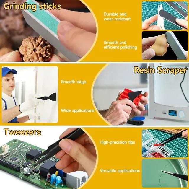 Alt view image 6 of 6 - 42PCS 3D Printer Tools Kit, 3D Printer Accessories with Deburring Tool, Diamond Files, Pliers, Carving Knife Set and Scraper for 3D Print Removal, Smoothing, Finishing, Model Building