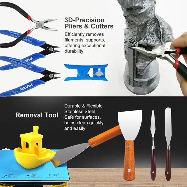 Alt view image 3 of 7 - 82 Pcs 3D Printer Tool Kit with Case, 3D Printing Tools with Accessories of Deburring Tool, Nozzle Cleaning Kit, Screwdriver Kit, Tube Cutter for 3D Print Removing, Cleaning, Finishing, Carving