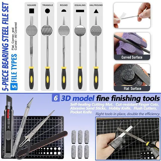 Alt view image 4 of 7 - 262 pcs Large 3D Printer Tool Set (w/Tool Bag) Integrates Basic Model Tools, Multi-spec Nozzle Cleaning kit & mini Electric Grinder, Meets Full-Process Model Needs (Removal, Trimming, Finishing).