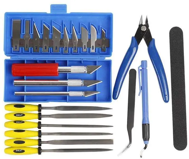 Main image of 23 Piece 3D Print Tool Kit Includes Debur Tool, Art Knife Set, Tube Cutter, Cleaning, Finishing and Printing Tool, 3D Print Accessories for Cleaning, Finishing and Printing