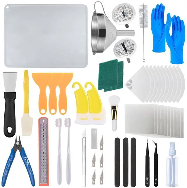 Main image of 52 Pcs Resin 3D Printing Tool Kit with 304 Stainless Steel Resin Filter FunnelSilicone Pad, ScraperTweezers & Cleaning Tools | Accessories for Model Removal, Resin Recycling & Post-Processing