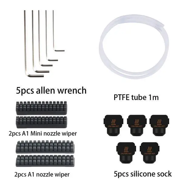 Alt view image 4 of 7 - 3D Printer Tool Kit for Bambu Lab A1/A1 Mini, Maintenance Common Tool Kit with Clog Poke, Silicone Sock, PTFE Tube, Allen Wrench, Screwdriver, 3D Printing Accessory for 3D Print Removing, Cleaning
