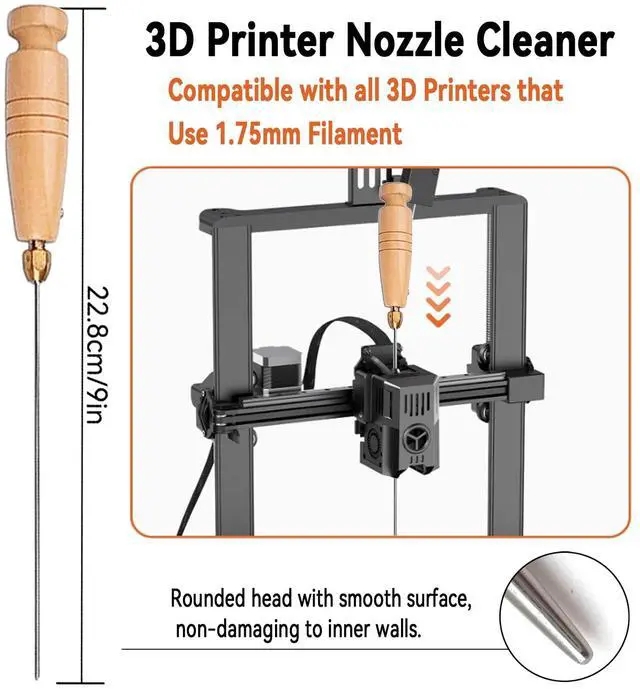 Alt view image 2 of 7 - 17pcs Clog Poke 3D Printer Nozzle Cleaning Kit for 1.75mm Filament Nozzles,1.5mm Needle with Arrow Tip,150mm,10 Multi-Size Nozzle Cleaning Needles,Tweezers,Copper Wire Brush, FDM Tools