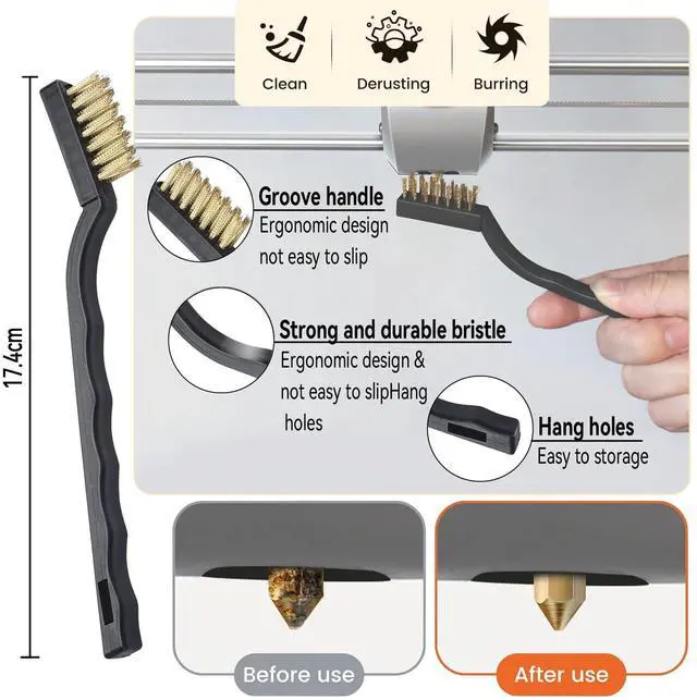 Alt view image 4 of 7 - 17pcs Clog Poke 3D Printer Nozzle Cleaning Kit for 1.75mm Filament Nozzles,1.5mm Needle with Arrow Tip,150mm,10 Multi-Size Nozzle Cleaning Needles,Tweezers,Copper Wire Brush, FDM Tools