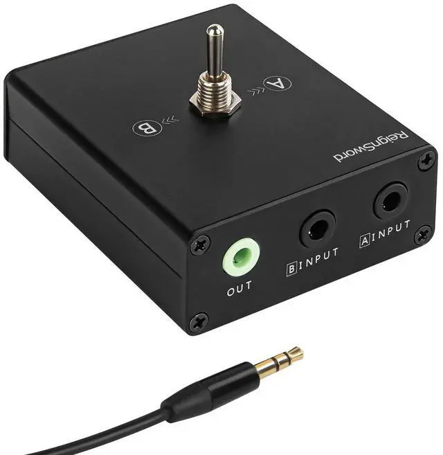 Main image of 3.5 mm Audio Switcher, 2 Ports Audio Splitter Box (2 in 1 Out / 1 in 2 Out) Mini Headphone Manual Selector Converter with Bonus 47.2 in (120 cm) Cable, No External Power Required
