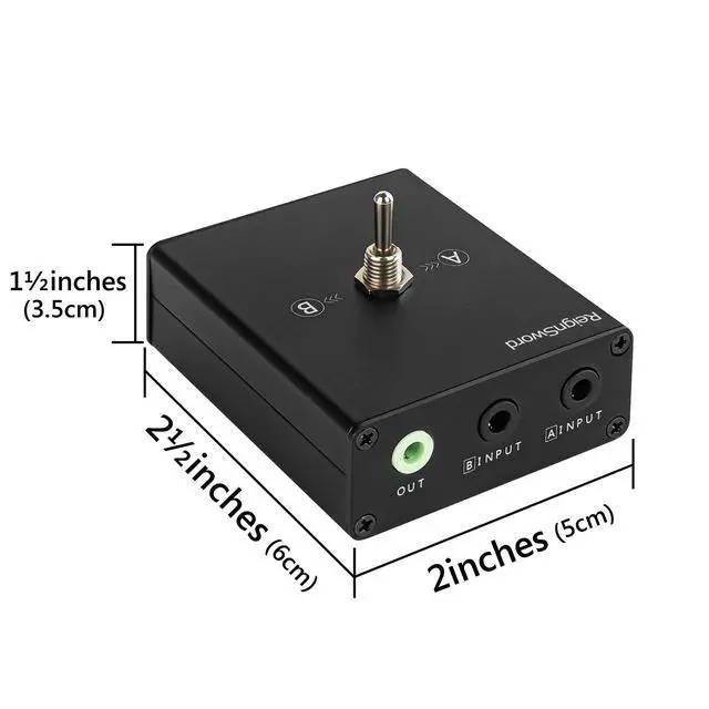 Alt view image 2 of 5 - 3.5 mm Audio Switcher, 2 Ports Audio Splitter Box (2 in 1 Out / 1 in 2 Out) Mini Headphone Manual Selector Converter with Bonus 47.2 in (120 cm) Cable, No External Power Required