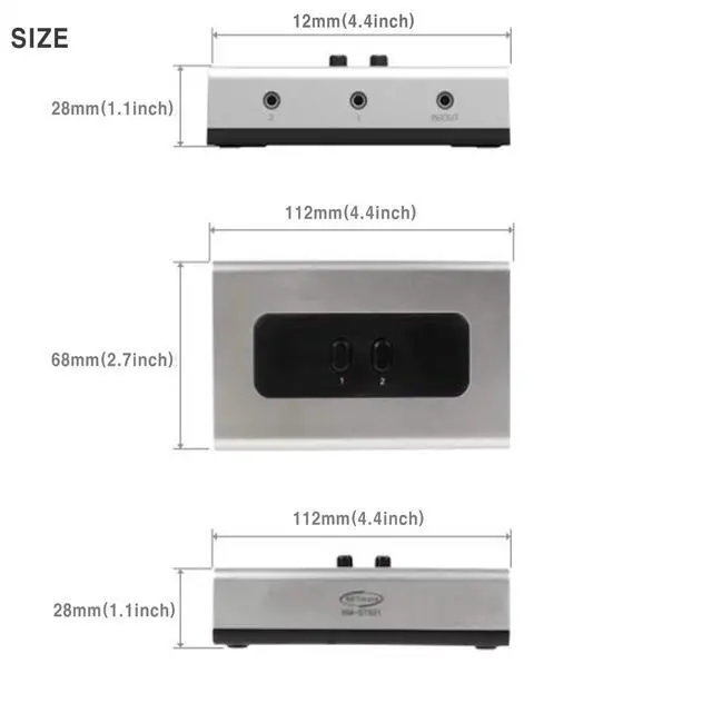 Alt view image 5 of 6 - 2 Port 3.5mm Stereo Manual Switch Box AUX Audio Speaker selector(Wall Mount Hole Built-in, Wall or Table Available)