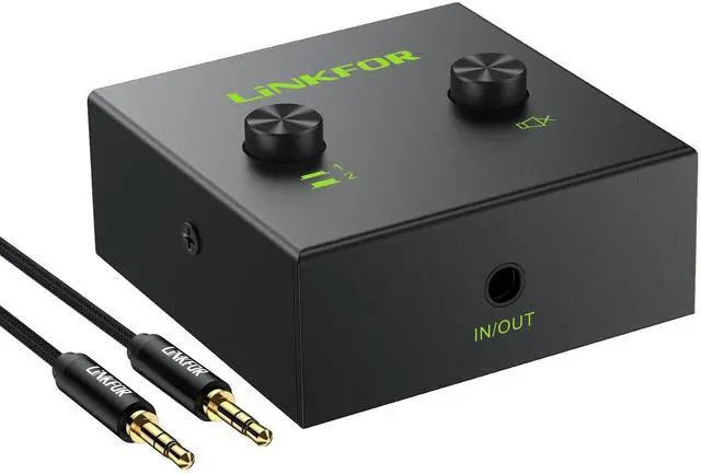 Main image of 2 x 1/1 x 2 3.5mm Stereo Audio Switch Audio Switcher,3.5mm Stereo Audio Switch AB Switcher,Audio Splitter with Mute Button and No External Power Required