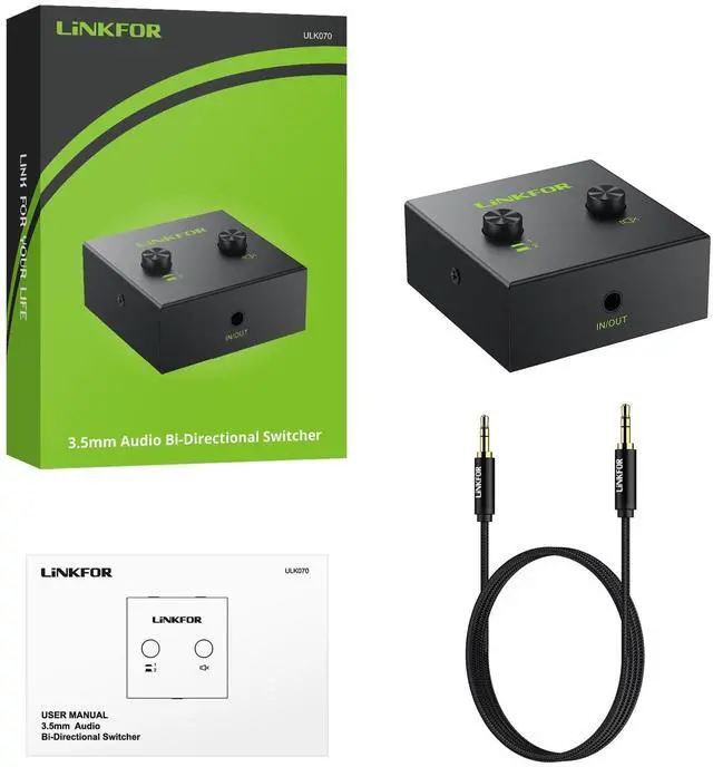 Alt view image 7 of 7 - 2 x 1/1 x 2 3.5mm Stereo Audio Switch Audio Switcher,3.5mm Stereo Audio Switch AB Switcher,Audio Splitter with Mute Button and No External Power Required