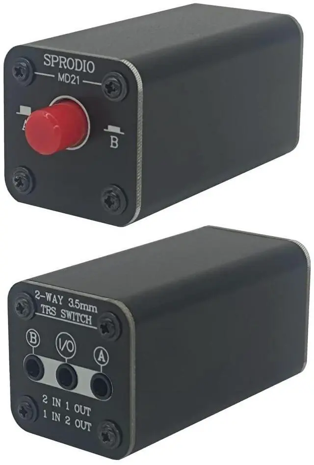 Alt view image 3 of 7 - 2 port Stereo 3.5mm Audio switcher selector box Passive 1/8 TRS A/B Switch with Ground Switching MD21
