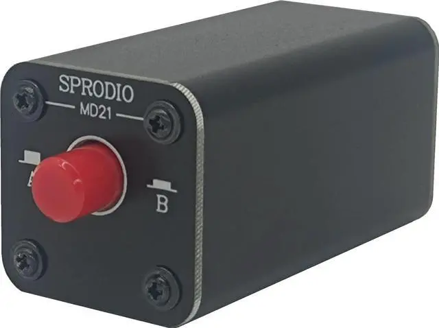Main image of 2 port Stereo 3.5mm Audio switcher selector box Passive 1/8 TRS A/B Switch with Ground Switching MD21