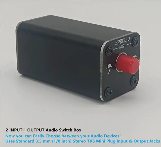 Alt view image 5 of 7 - 2 port Stereo 3.5mm Audio switcher selector box Passive 1/8 TRS A/B Switch with Ground Switching MD21