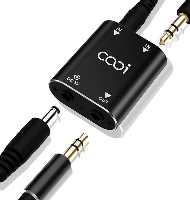 Main image of 2 Channel Stereo Audio Mixer - Metal Shell, AUX Interface Support 2 In 1 Out Mini Stereo Sound Mixer Includes 1-Meter Audio Cables - For PC, Phone, Laptop, Headphones