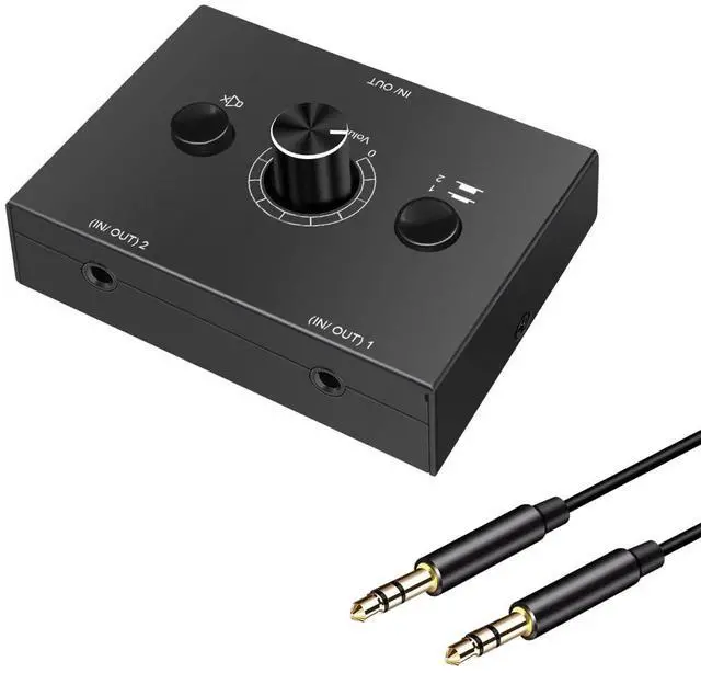 Main image of Audio selector 3.5mm Audio Switch Audio Switcher, Passive Speaker Headphone Manual Selector Splitter Box Audio Sharing (2-IN-1-OUT/1-IN-2-OUT)