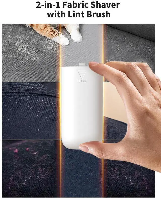 Alt view image 3 of 7 - Fabric Shaver, Rechargeable Lint Remover with Brush, Large Sweater Shaver with Digital Display, 3 Speeds Lint Shaver, 6-Leaf Blades Lint Remover for Clothes, Sofa, Bedding, White