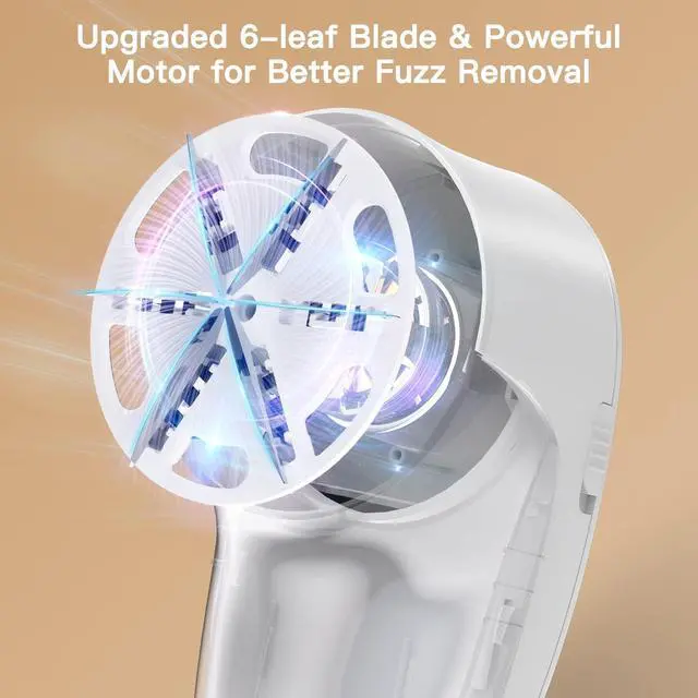 Alt view image 4 of 7 - Fabric Shaver Lint Remover, Sweater Shaver with Replaceable Stainless Steel 6-Leaf Blades, Fabric Defuzzer for Clothes Fuzz, Lint Balls - Battery Operated