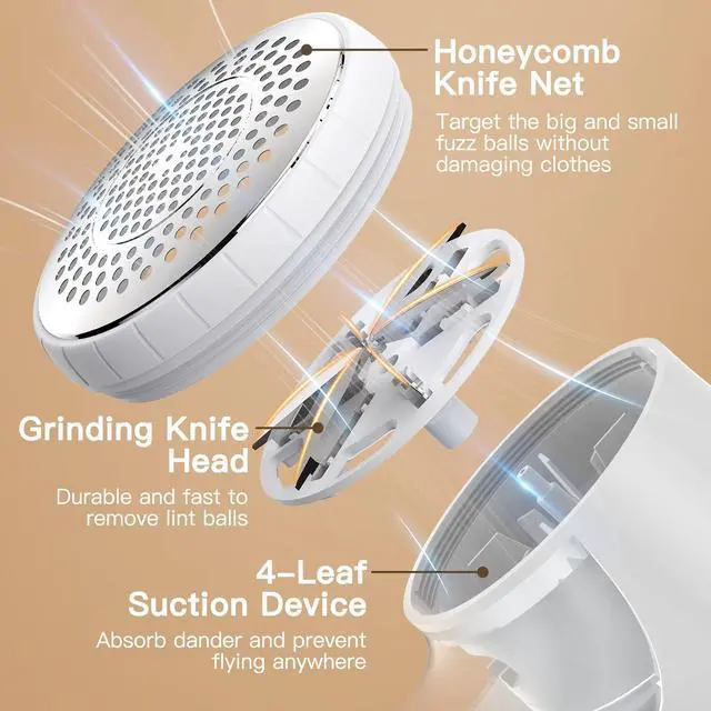 Alt view image 6 of 7 - Fabric Shaver Lint Remover, Sweater Shaver with Replaceable Stainless Steel 6-Leaf Blades, Fabric Defuzzer for Clothes Fuzz, Lint Balls - Battery Operated