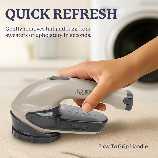 Alt view image 2 of 6 - Farberware Large Lint Remover Fabric Shaver Battery Operated Lint Shaver with Triple Blades for Clothes, Sweater Shaver to Remove Fuzz, Lint Balls, Pilling for Clothing, Couch, Furniture