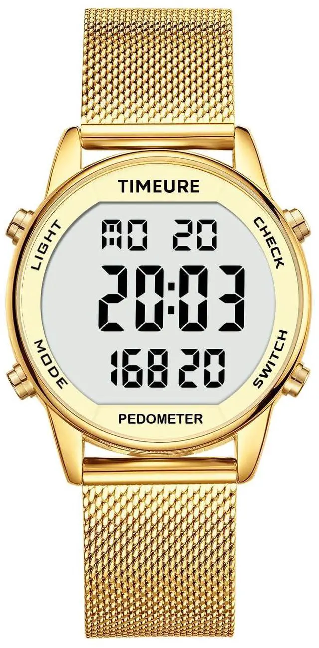Main image of Women's Step Counter Watch with Stainless Steel Bracelet, Stylish Design, No App, No Charging Needed for Step, Calorie, Distance, Alarm, Countdown TimerTU-2401(Gold)