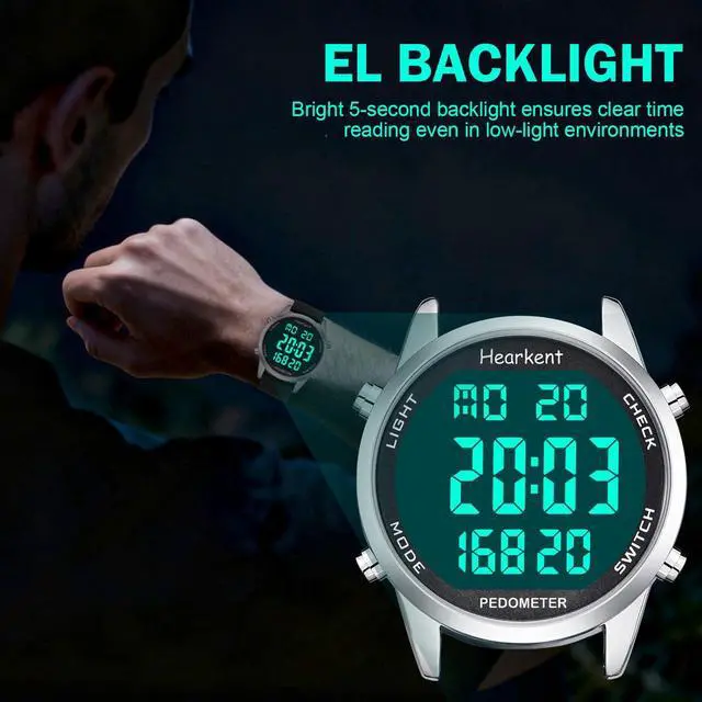 Alt view image 4 of 7 - Pedometer Watch for Walking for Senior No App Required with Steps Calories Counter and LCD Large Numbers