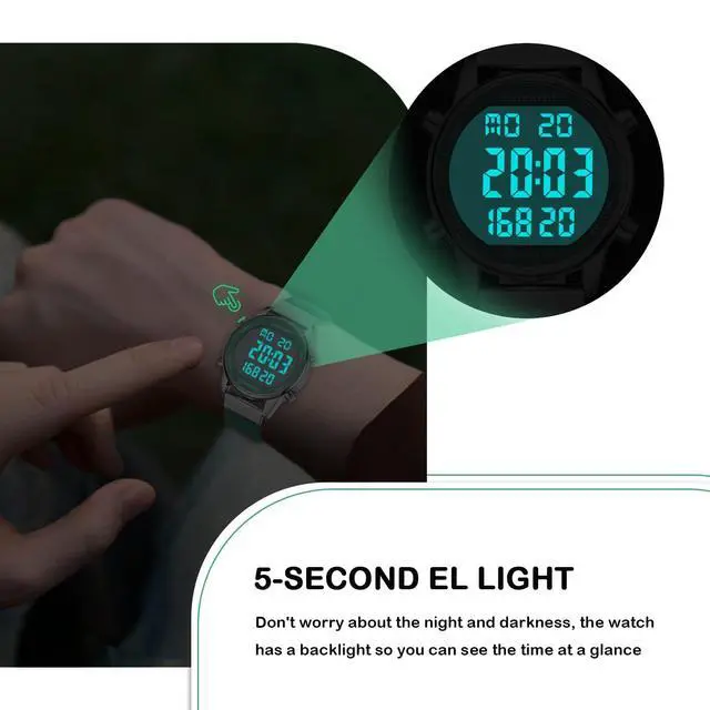 Alt view image 6 of 7 - Womens Pedometer Watch-Step Tracker Watch with Calories Counter-Non Bluetooth Pedometer Watches-LCD Large Numbers-30M Waterproof Watch-Wrist Watch Step Counter for Walking(Green)