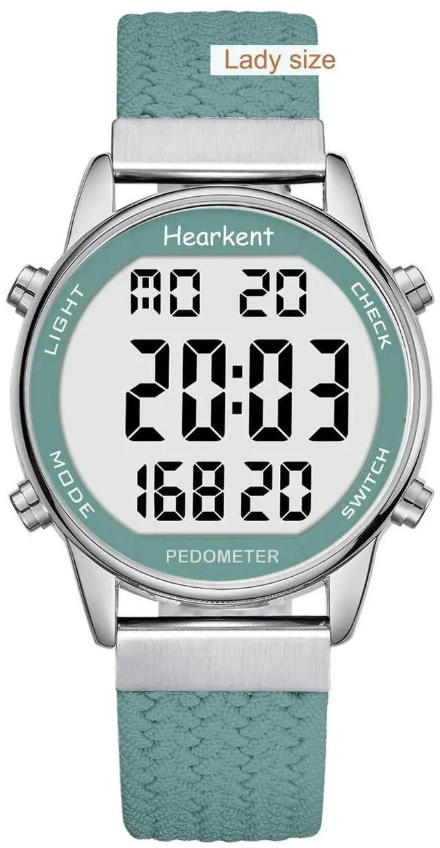 Main image of Womens Pedometer Watch-Step Tracker Watch with Calories Counter-Non Bluetooth Pedometer Watches-LCD Large Numbers-30M Waterproof Watch-Wrist Watch Step Counter for Walking(Green)