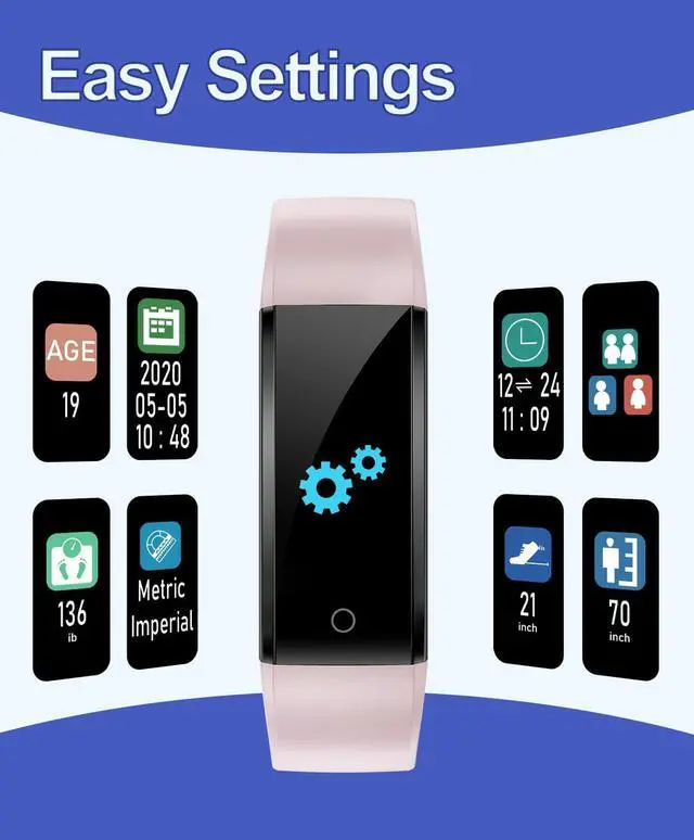 Alt view image 4 of 7 - Fitness Tracker Non Bluetooth Fitness Watch No App No Phone Required Waterproof Pedometer Watch with Steps Calories Counter Sleep Tracker for Men Women Parents (Pink)