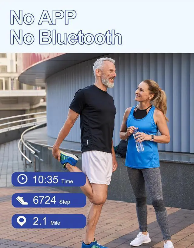 Alt view image 5 of 7 - Fitness Tracker Non Bluetooth Fitness Watch No App No Phone Required Waterproof Pedometer Watch with Steps Calories Counter Sleep Tracker for Men Women Parents (Pink)
