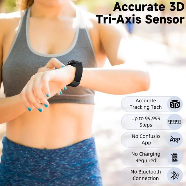 Alt view image 3 of 7 - 3D Pedometer Watches for Walking, Simple Step Counter Watches with Magnetic Watch Band, Waterproof Step Tracker Watches with Magnetic Watch Strap for Men Women Kids Senior