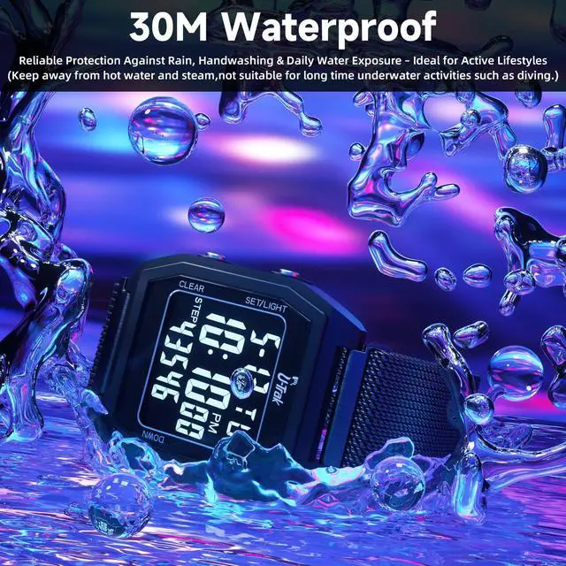 Alt view image 5 of 7 - 3D Pedometer Watches for Walking, Simple Step Counter Watches with Magnetic Watch Band, Waterproof Step Tracker Watches with Magnetic Watch Strap for Men Women Kids Senior