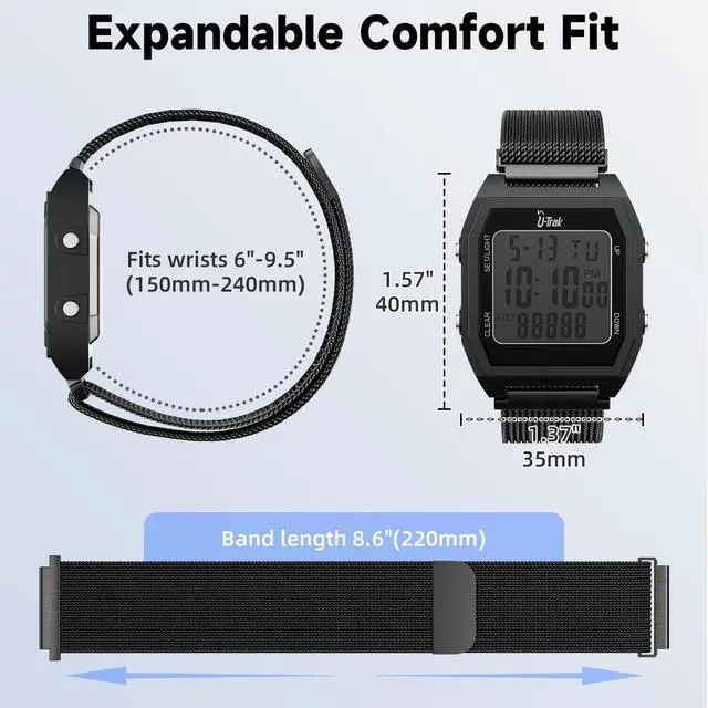 Alt view image 7 of 7 - 3D Pedometer Watches for Walking, Simple Step Counter Watches with Magnetic Watch Band, Waterproof Step Tracker Watches with Magnetic Watch Strap for Men Women Kids Senior