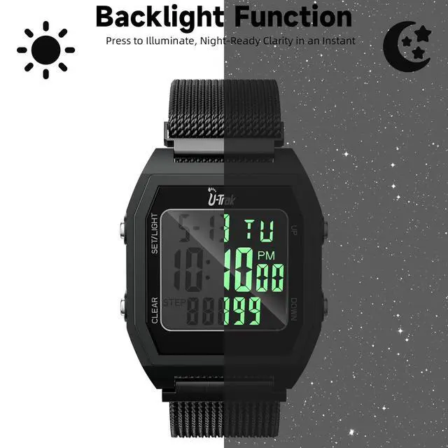 Alt view image 6 of 7 - 3D Pedometer Watches for Walking, Simple Step Counter Watches with Magnetic Watch Band, Waterproof Step Tracker Watches with Magnetic Watch Strap for Men Women Kids Senior