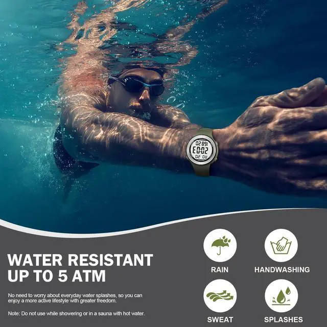 Alt view image 5 of 7 - Pedometer Watch with Light- No App, Waterproof 50m, Step Counter, Calories, Alarm, Fitness Tracker Digital Watch for Men Women(Green)