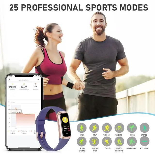 Alt view image 4 of 7 - Fitness Tracker with Heart Rate/Blood Pressure/Pedometer/Calories/Sleep, Activity Tracker with 1.1"" AMOLED Screen, Step Tracker for Android iPhones Women Men