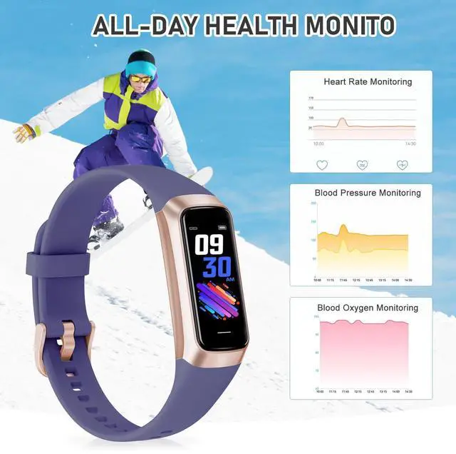 Alt view image 6 of 7 - Fitness Tracker with Heart Rate/Blood Pressure/Pedometer/Calories/Sleep, Activity Tracker with 1.1"" AMOLED Screen, Step Tracker for Android iPhones Women Men