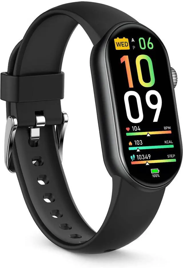 Main image of Slim Fitness Tracker AMOLED with Blood Oxygen, Blood Pressure, 24/7 Heart Rate and Sleep Tracking, IP68 Waterproof Activity Trackers and Smart Watches with Step Tracker, Pedometer for Women Men