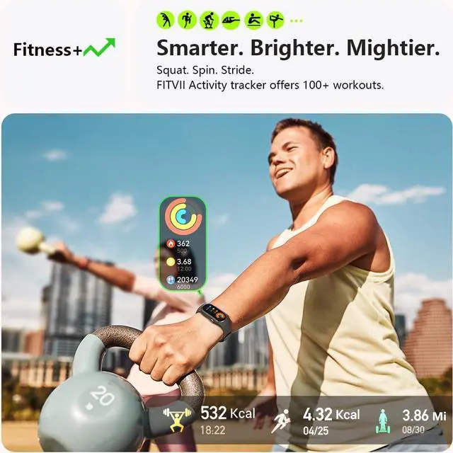 Alt view image 4 of 7 - Slim Fitness Tracker AMOLED with Blood Oxygen, Blood Pressure, 24/7 Heart Rate and Sleep Tracking, IP68 Waterproof Activity Trackers and Smart Watches with Step Tracker, Pedometer for Women Men