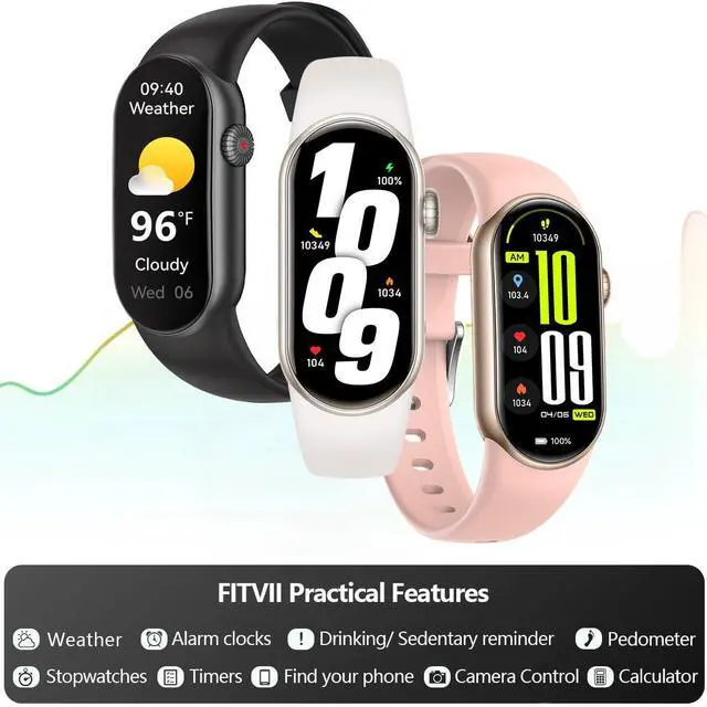 Alt view image 7 of 7 - Slim Fitness Tracker AMOLED with Blood Oxygen, Blood Pressure, 24/7 Heart Rate and Sleep Tracking, IP68 Waterproof Activity Trackers and Smart Watches with Step Tracker, Pedometer for Women Men