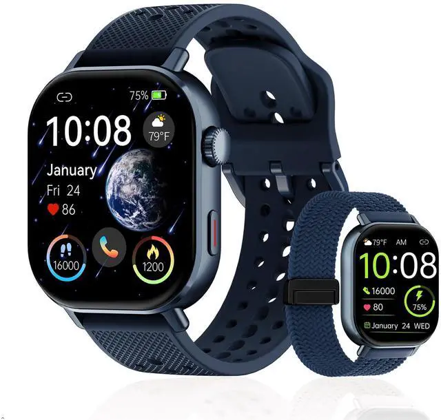 Main image of Tracks Steps Sleep Heart Rate Oxygen Built-in GPS Running Watch, On Battery Long Life, 50m Waterproof, Runners Calorie Swimming Counts Bands, AMOLED Display Step Counter Men WomenBlue