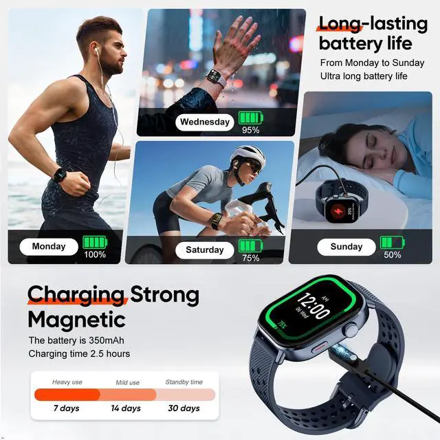 Alt view image 7 of 7 - Tracks Steps Sleep Heart Rate Oxygen Built-in GPS Running Watch, On Battery Long Life, 50m Waterproof, Runners Calorie Swimming Counts Bands, AMOLED Display Step Counter Men WomenBlue
