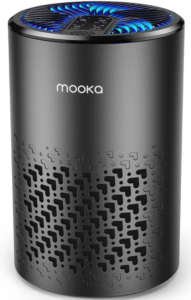 Main image of Air Purifiers for Bedroom Home, HEPA Air Purifier for Home Pets with Fragrance Sponge for Smoke Dust Pollen Dander Odor, Small Air Purifier with Sleep Mode Night Light Timer, KJ067L, Black