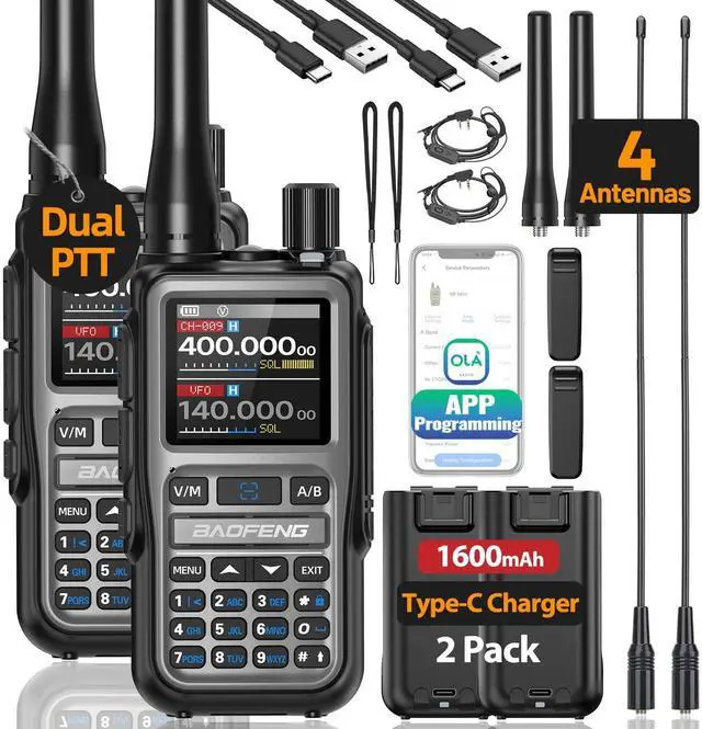 Main image of Radio UV-5R Mini Ham Radio Long Range Handheld Two Way Radio NOAA Weather Radio Rechargeable Walkie Talkies Dual PTT APP Programming Copy Frequency 999CH with USB-C Charging Survival Radio