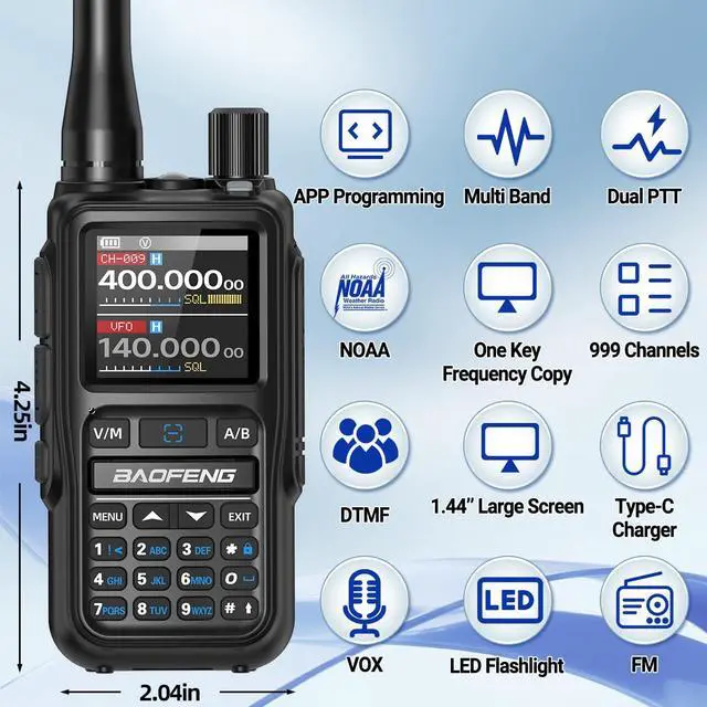 Alt view image 3 of 7 - Radio UV-5R MINI Ham Radio Handheld UV5R Long Range Walkie Talkies Rechargeable Emergency NOAA Weather Two Way Radios APP Programming Dual PTT USB-C Charger for Hiking Survival Gear,2 Pack