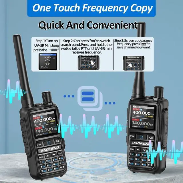 Alt view image 7 of 7 - Radio UV-5R MINI Ham Radio Handheld UV5R Long Range Walkie Talkies Rechargeable Emergency NOAA Weather Two Way Radios APP Programming Dual PTT USB-C Charger for Hiking Survival Gear,2 Pack